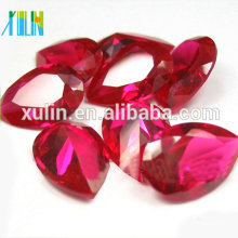 semi-precious Lab created machine cut cz orange red pear gemstone